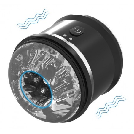 Masturbateur Vibrant - Ludick Noir - Ouvert Des 2 Cotés - Rechargeable - 10,5 cm / Ø 8,5 cm - Suckmetoys