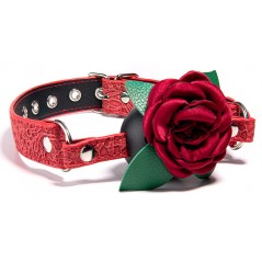 Bâillon Boule Percée Opening Rose En Tissu Rouge - Sangle Ajustable Noir Et Rouge - Ø 4,7 cm - SM Fantasy