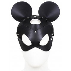 Masque Souris Noir - Avec Oreilles De Souris Et Partie des Yeux Amovibles - Rivets En Métal - Simili Cuir Extensible - Kiotos