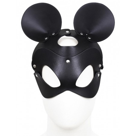 Masque Souris Noir - Avec Oreilles De Souris Et Partie des Yeux Amovibles - Rivets En Métal - Simili Cuir Extensible - Kiotos