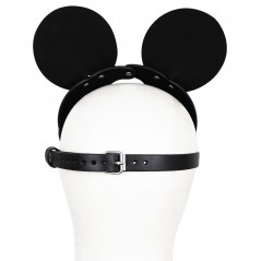 Masque Souris Noir - Avec Oreilles De Souris Et Partie des Yeux Amovibles - Rivets En Métal - Simili Cuir Extensible - Kiotos