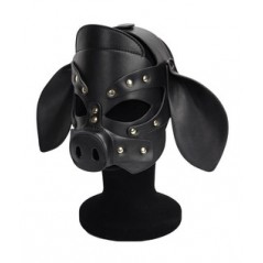 Masque Pig Grox Noir - Forme De Cochon Avec Oreilles Et Groin - Rivets En Métal - Simili Cuir - Kinky Puppy