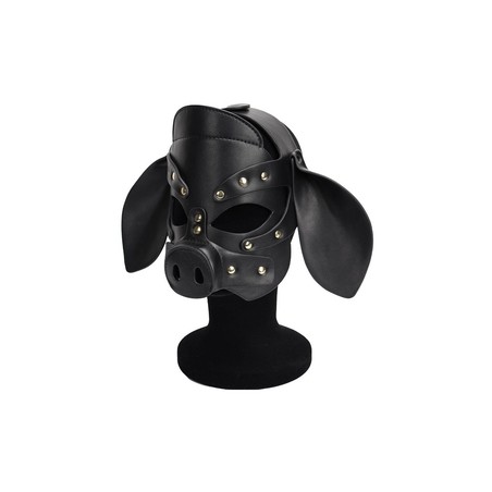 Masque Pig Grox Noir - Forme De Cochon Avec Oreilles Et Groin - Rivets En Métal - Simili Cuir - Kinky Puppy