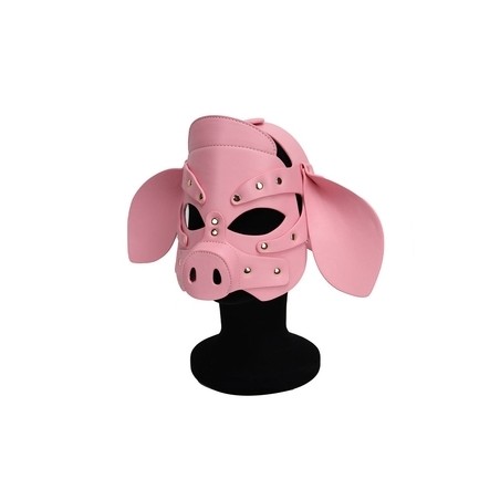 Masque Pig Grox Rose - Forme De Cochon Avec Oreilles Et Groin - Rivets En Métal - Simili Cuir - Kinky Puppy