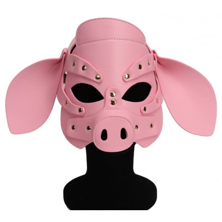 Masque Pig Grox Rose - Forme De Cochon Avec Oreilles Et Groin - Rivets En Métal - Simili Cuir - Kinky Puppy