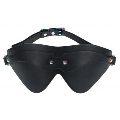 Loup Venise Noir - Yeux Masqués - Sangle Ajustable et Boucle Irisée - 9 cm / 23 cm - Ouch