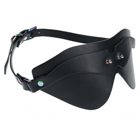 Loup Venise Noir - Yeux Masqués - Sangle Ajustable et Boucle Irisée - 9 cm / 23 cm - Ouch