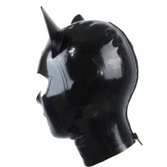 Masque Latex Cat Fetish Noir Et Oreilles Roses - Bouche/Yeux/Nez Ouverts - Zip Derrière - XS - S - M - L - XL - XXL - LateXcite