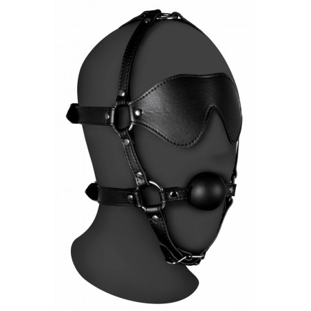 Bâillon Muselière Gag Xtreme Noir - Boule Pleine Ø 4 Cm - Loup 20 cm - Harnais A Sangles Réglables - Ouch