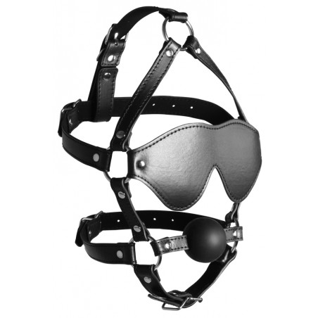 Bâillon Muselière Gag Xtreme Noir - Boule Pleine Ø 4 Cm - Loup 20 cm - Harnais A Sangles Réglables - Ouch