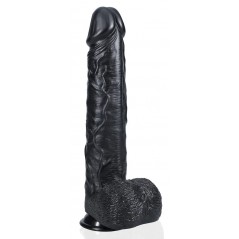 Gode Réaliste XXXL De Luxe - Noir - Avec Testicules - Ventouse / Harnais - 26,5 cm / Ø 6,5 cm - Real Rock
