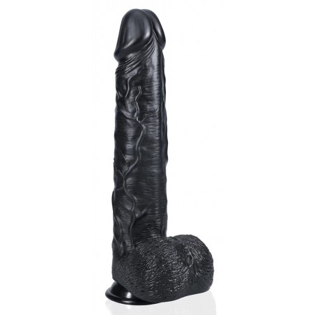 Gode Réaliste XXXL De Luxe - Noir - Avec Testicules - Ventouse / Harnais - 26,5 cm / Ø 6,5 cm - Real Rock