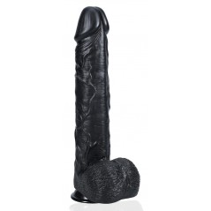 Gode Réaliste XXXXL De Luxe - Noir - Avec Testicules Rondes - Ventouse / Harnais - 31 cm / Ø 7,5 cm - Real Rock