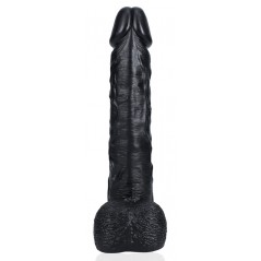 Gode Réaliste XXXXL De Luxe - Noir - Avec Testicules Rondes - Ventouse / Harnais - 31 cm / Ø 7,5 cm - Real Rock