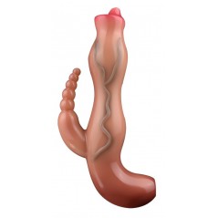 Double Gode Insolite Avec Poignée Vinillio - Vaginal Et Anal - 13 cm / Ø 4 cm - RealCockz
