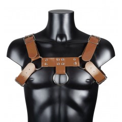 Harnais Pour Homme Harnis - Simili Cuir Marron - Sangles Réglables - Rivets Et Anneaux Métalliques - Du S Au XL - BDSMaster