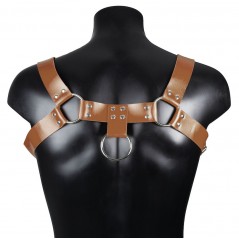 Harnais Pour Homme Harnis - Simili Cuir Marron - Sangles Réglables - Rivets Et Anneaux Métalliques - Du S Au XL - BDSMaster