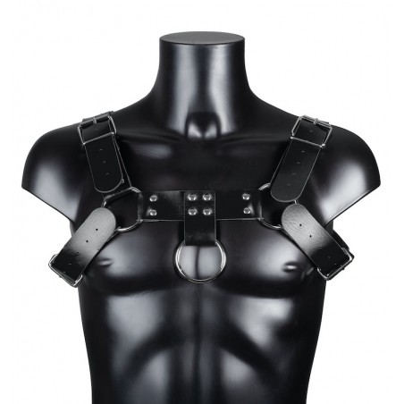 Harnais Pour Homme Harnis - Simili Cuir Noir - Sangles Réglables - Rivets Et Anneaux Métalliques - Du S Au XL - BDSMaster
