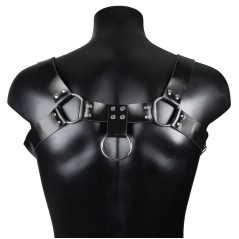 Harnais Pour Homme Harnis - Simili Cuir Noir - Sangles Réglables - Rivets Et Anneaux Métalliques - Du S Au XL - BDSMaster