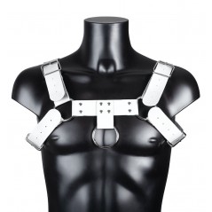 Harnais Pour Homme Harnis - Simili Cuir Blanc - Sangles Réglables - Rivets Et Anneaux Métalliques - Du S Au XL - BDSMaster