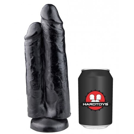 Double Gode A Ventouse Ali & Matt - Vaginal Et Anal - Vinyle Noir - 22 Cm Et 18 Cm / Ø 4,5 Cm - Hardtoys
