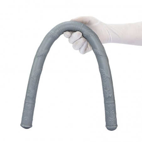 Double Gode Dragon Rope - Dong En Silicone Gris - Extrémités Plates - Reliefs Variés - 64 Cm / Ø 3,2 Cm - DoublePlayz