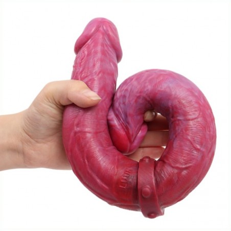 Double Gode Duo Real De Luxe Rose Et Violet - Dong Réaliste - 2 Glands Saillants - 36 Cm / Ø 3,2 Et 3,9 Cm - DoublePlayz