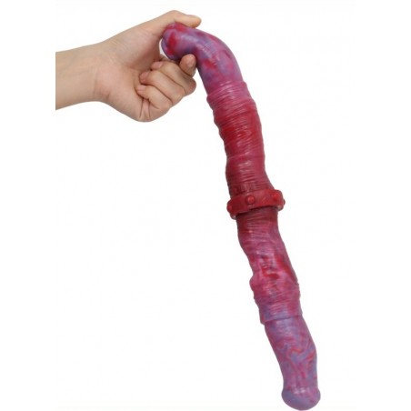 Double Gode De Luxe Duo Ended Ondulé - Rose Et Violet - Dong Semi Réaliste - 39 Cm / Ø De 3,2 A 4,4 Cm - DoublePlayz