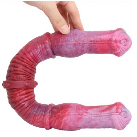 Double Gode De Luxe Duo Wolf Rose Et Violet - Dong Semi Réaliste - 2 Glands Circoncis - 48 Cm / Ø De 3,8 A 5,2 Cm - DoublePlayz