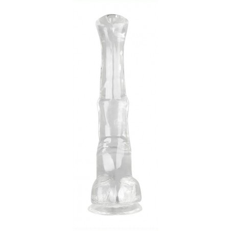 Gode Monster Hestur M Transparent - Ventouse Ou Harnais - Forme De Sexe De Cheval A Gland Plat - 24 cm / Ø 5,5 cm - ClearnyHorny