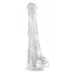 Gode Monster Hestur L Transparent - Ventouse Ou Harnais - Forme De Sexe De Cheval A Gland Plat - 28 cm / Ø 6,5 cm - ClearnyHorny