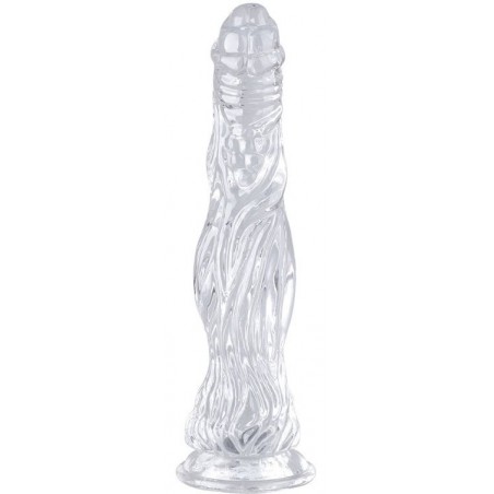Gode Kail S Transparent - Ventouse Ou Harnais - Ondulé - Gland Saillant - 21 cm / Ø De 3,5 A 5,5 cm - ClearnyHorny