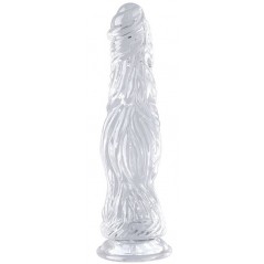 Gode Kail M Transparent - Ventouse Ou Harnais - Ondulé - Gland Saillant - 23 cm / Ø De 4 A 6 cm - ClearnyHorny