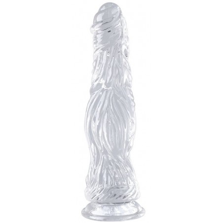 Gode Kail M Transparent - Ventouse Ou Harnais - Ondulé - Gland Saillant - 23 cm / Ø De 4 A 6 cm - ClearnyHorny