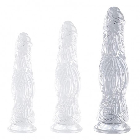 Gode Kail L Transparent - Ventouse Ou Harnais - Ondulé - Gland Saillant - 25 cm / Ø De 4,5 A 7 cm - ClearnyHorny