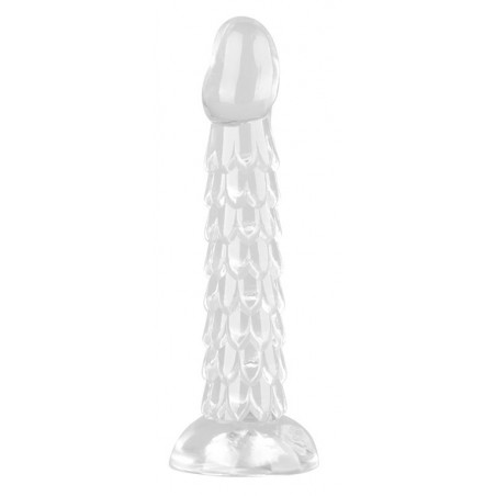Gode Scales Mush M Transparent - A Ventouse - Relief En Ecailles - Tête De Serpent - 17 cm / Ø De 3 A 4 cm - ClearnyHorny