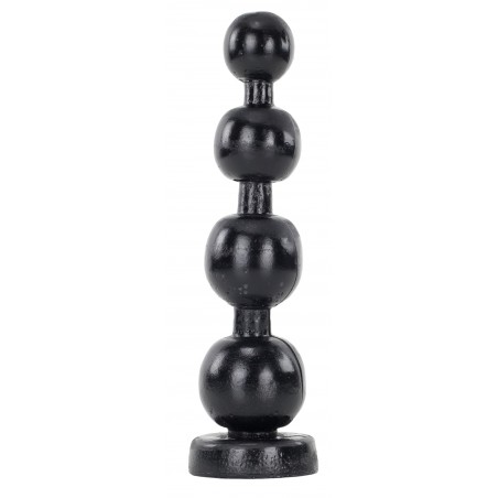 Plug Anal Prison Beads - Vinyle Noir - Chapelet de 4 Boules - Waterproof - 25 cm / Ø De 4 Cm A 6,2 Cm - Hardtoys