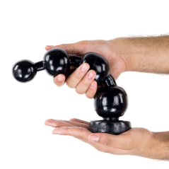 Plug Anal Prison Beads - Vinyle Noir - Chapelet de 4 Boules - Waterproof - 25 cm / Ø De 4 Cm A 6,2 Cm - Hardtoys