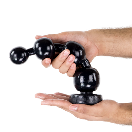 Plug Anal Prison Beads - Vinyle Noir - Chapelet de 4 Boules - Waterproof - 25 cm / Ø De 4 Cm A 6,2 Cm - Hardtoys