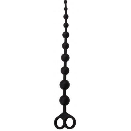 Chapelet Anal Black Mont Beads - Silicone Noir - 10 Billes - Flexible - Etanche - 30 cm / Ø De 1 cm A 2,4 cm - Chisa Novelties