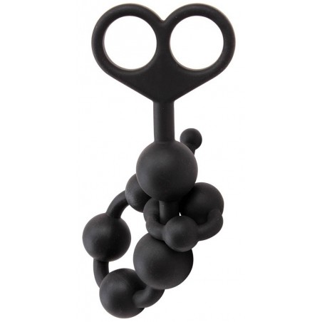 Chapelet Anal Black Mont Beads - Silicone Noir - 10 Billes - Flexible - Etanche - 30 cm / Ø De 1 cm A 2,4 cm - Chisa Novelties