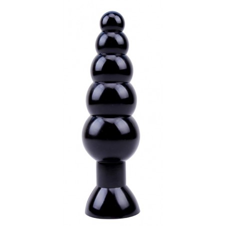 Plug Anal A Ventouse - Bead Noir Large - 5 Boules - Waterproof - 16 cm / Ø De 2 Cm A 5,2 Cm - Chisa Novelties
