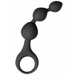 Chapelet Anal Triple Teaser Noir - 3 Billes En Forme De Gouttes - Flexible - Etanche - 11 cm / Ø De 1,8 cm A 3,3 cm - Easy Toys