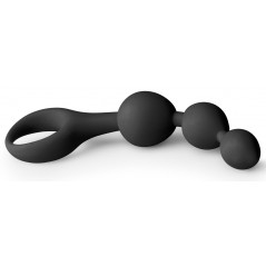 Chapelet Anal Triple Teaser Noir - 3 Billes En Forme De Gouttes - Flexible - Etanche - 11 cm / Ø De 1,8 cm A 3,3 cm - Easy Toys