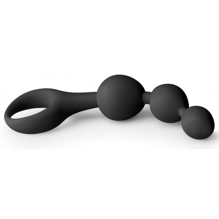Chapelet Anal Triple Teaser Noir - 3 Billes En Forme De Gouttes - Flexible - Etanche - 11 cm / Ø De 1,8 cm A 3,3 cm - Easy Toys