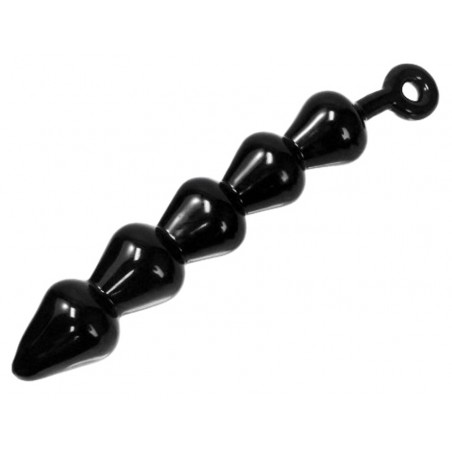 Chapelet Anal Links-X Noir - 5 Billes En Forme De Gouttes - Semi Rigide - Etanche - 33 cm / Ø 6 cm - Master Series