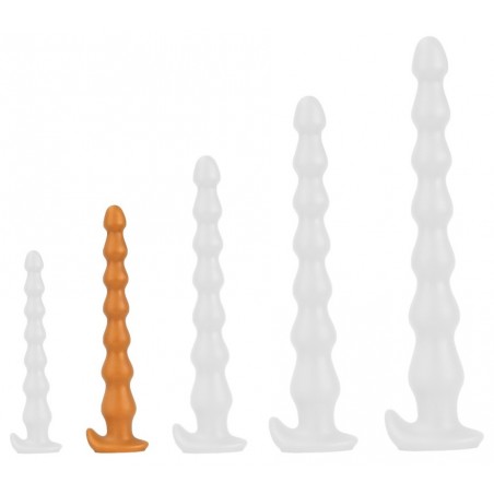 Plug Anal Flexible - Chap Beads M Orange - 7 Boules - Waterproof - 27 cm / Ø De 3 Cm A 4,5 Cm - TheAssGasm
