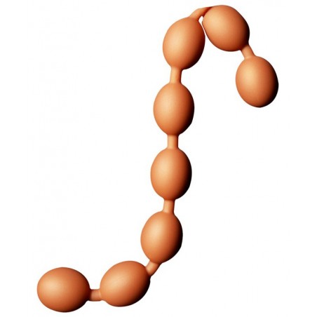 Chapelet Anal Bolz M Orange - Taille Médium - 8 Boules Souples - Flexible - Etanche - 56 cm / Ø 4,7 cm - TheAssGasm