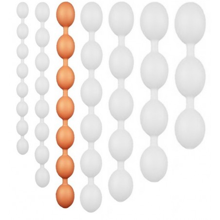 Chapelet Anal Bolz L Orange - Taille Large - 7 Boules Souples - Flexible - Etanche - 61 cm / Ø 5,7 cm - TheAssGasm