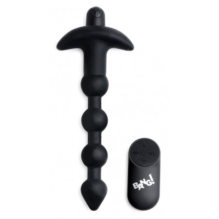 Plug Anal Vibrant Beads Vibes Noir - Chapelet de 4 Boules - Télécommandé - USB - Waterproof - 17 cm / Ø 2,6 Cm à 2,8 Cm - Bang!